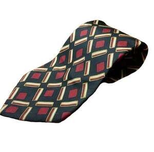 Vintage Resilio Silk Tie Geometric Black Burgundy Abstract Pattern Office Wear